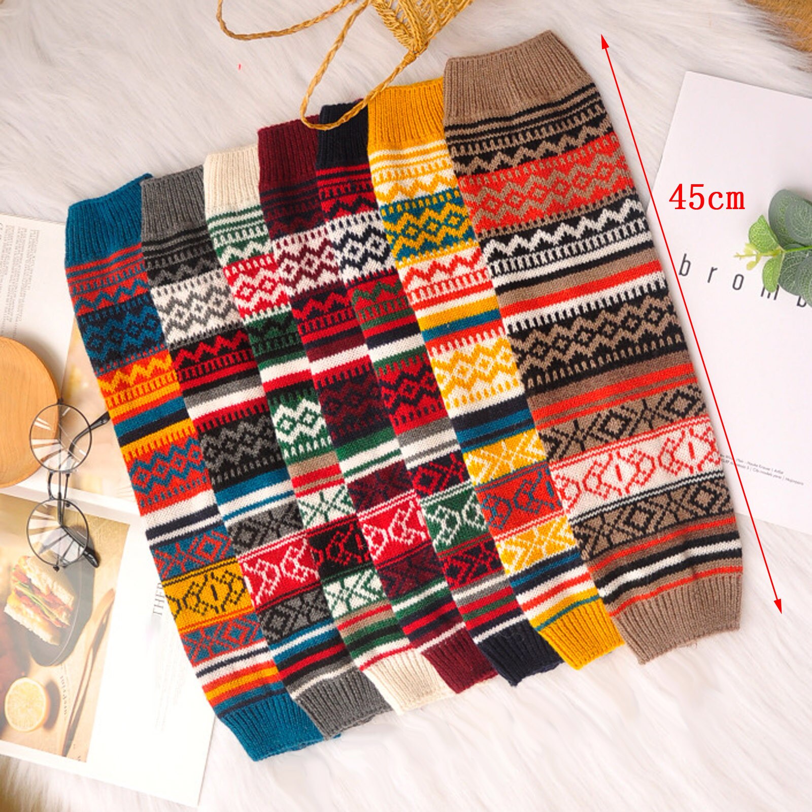 Womens Harajuku Retro Beenwarmers Mode Winter Gebreide Sokken Haak Gebreide Beenwarmers Vrouwelijke Legging Knie Hoge Sokken #3