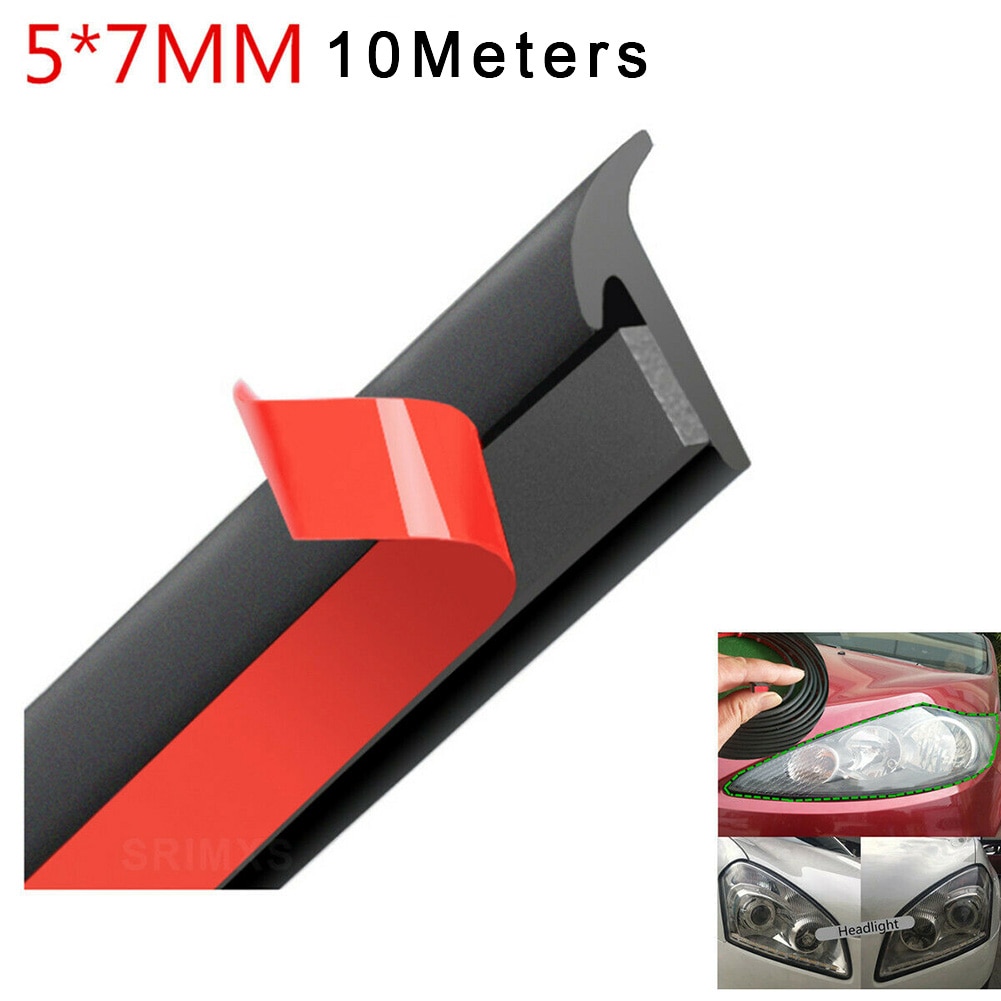 10M Decoration Trim Rubber Sealing Inclined T-shaped Weatherproof Edge Front Rear Bumper & Lip Headlight Side Skirt Fender