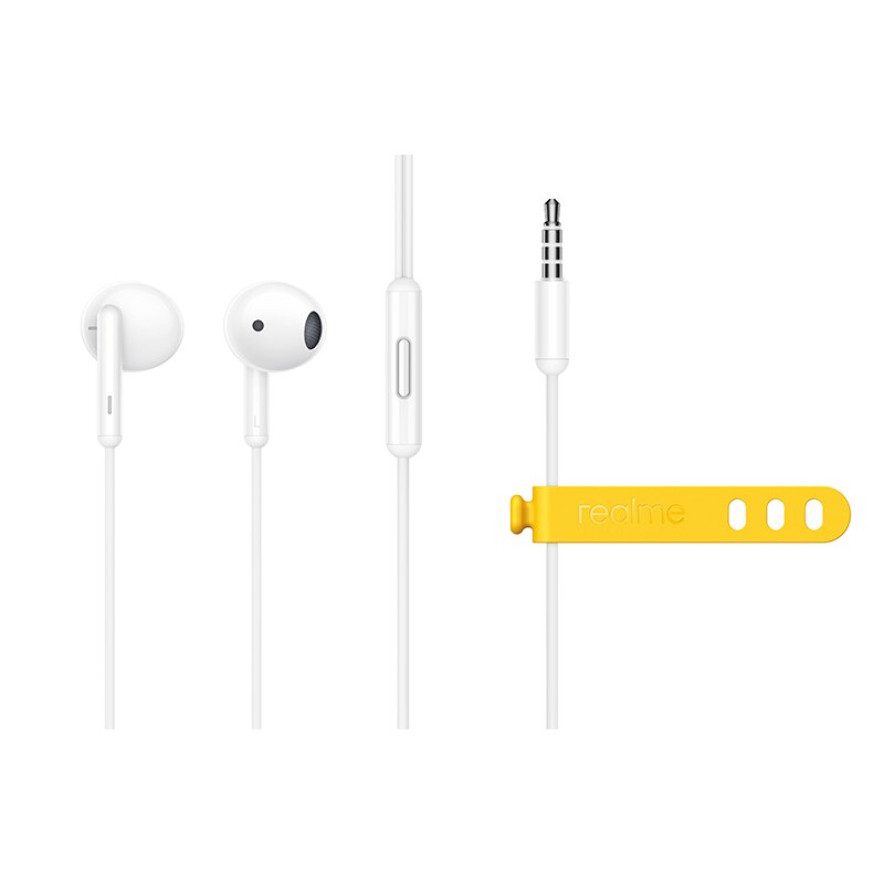 Realme buds original 3.5mm kabelgebundene stereo-kopfhörer mit bassmusik, sportkopfhörer, laufkopfhörer, freisprechfunktion mit mikrofon