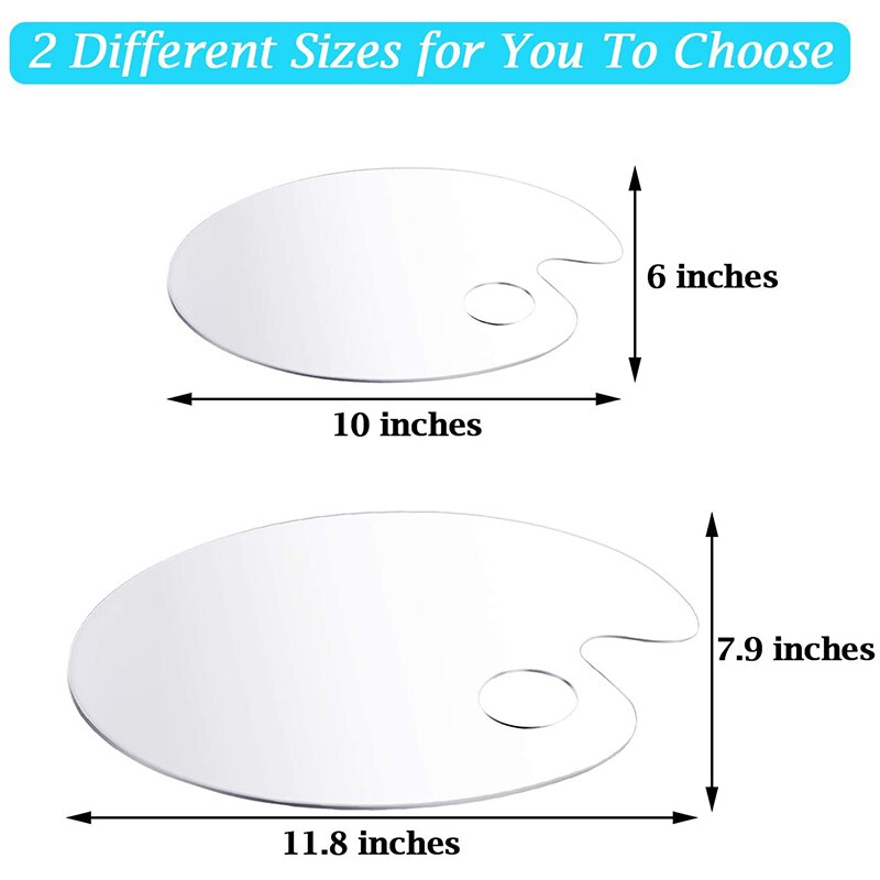 4 Stuks Acryl Verf Palet Ovale Verf Palet Art Palet Voor Diy Art Craft Schilderen, 2 Maten, 11.8X7.9 In,10X6 In