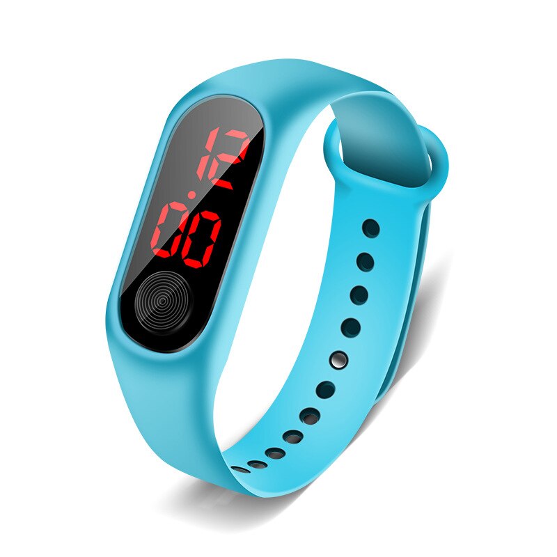 Barn flicka digital klocka barn tecknad analog digital sport led elektronisk vattentät armbandsur pojkar digital relogios: Himmelsblå