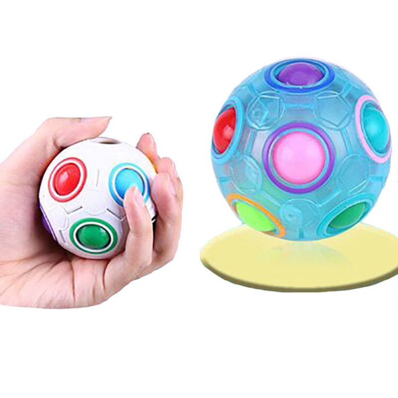 Sfærisk magi regnbue kugle plastik magiske bolde puslespil børn lærerig læring lysende terning legetøj til børn