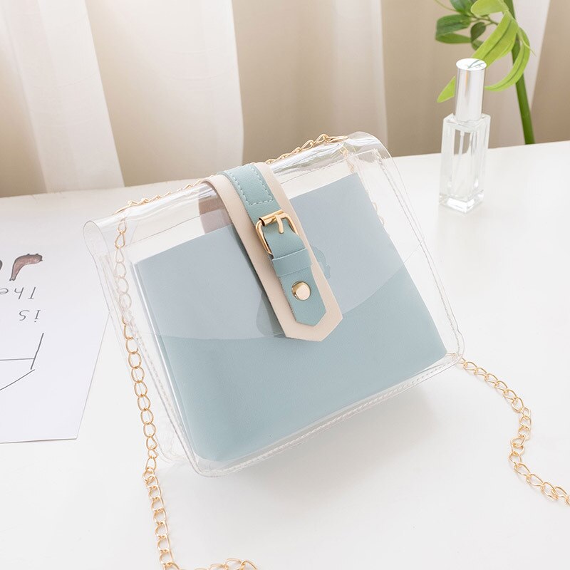 Casual Transparante PVC Jelly schoudertassen voor Vrouwen Reizen Handtassen Crossbody Mobiele Telefoon Portemonnee Dames Meisje: blue