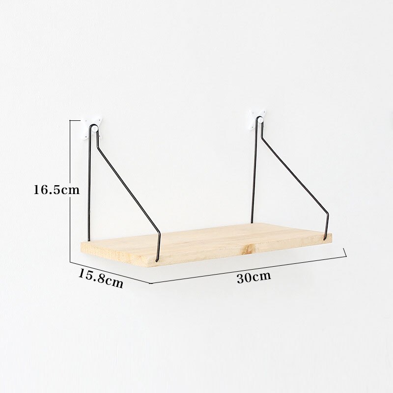 30/40/50cm massivt træ hylde stue væg værelse organisator opbevaring væg stativ væg hylder dekorative: Træfarve 30cm