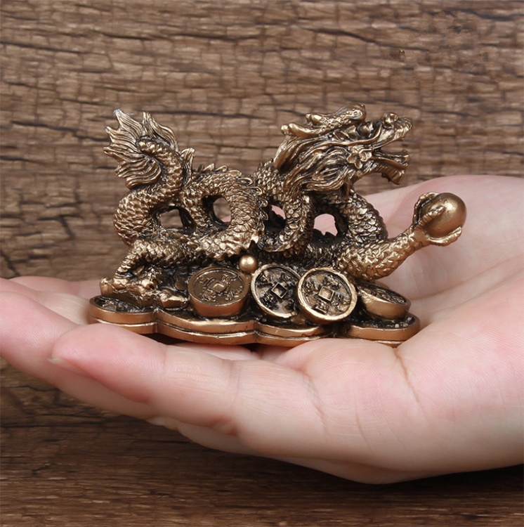 Chinese auspicious dragon statuette Resin sculpture Feng Shui Decoration Home living room bedroom office decoration dragon: 2