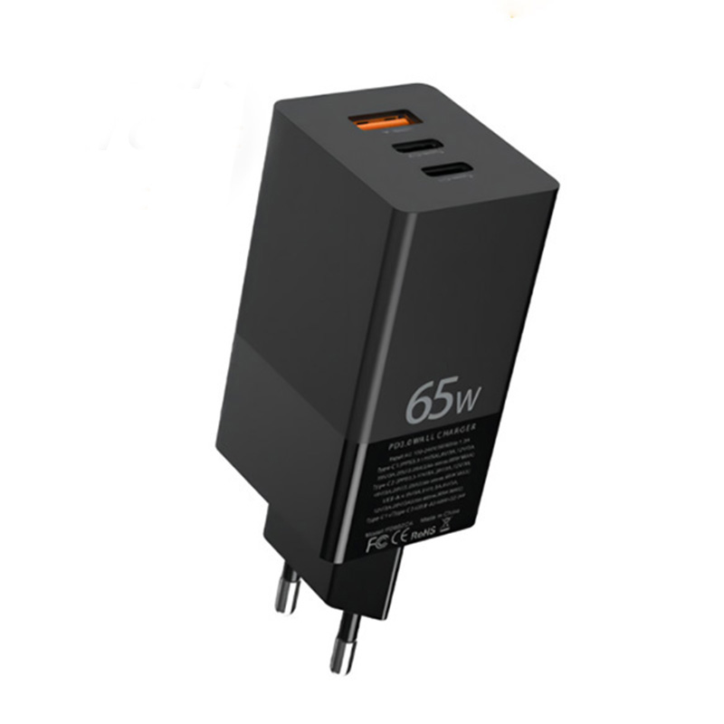 VATID 65W GaN Ladegerät USB Ladegerät Desktop USB Ladestation mit 2 USB C Ports 1 USB EINE Port für iPhone 12 Laptop MacBook: Black EU Plug