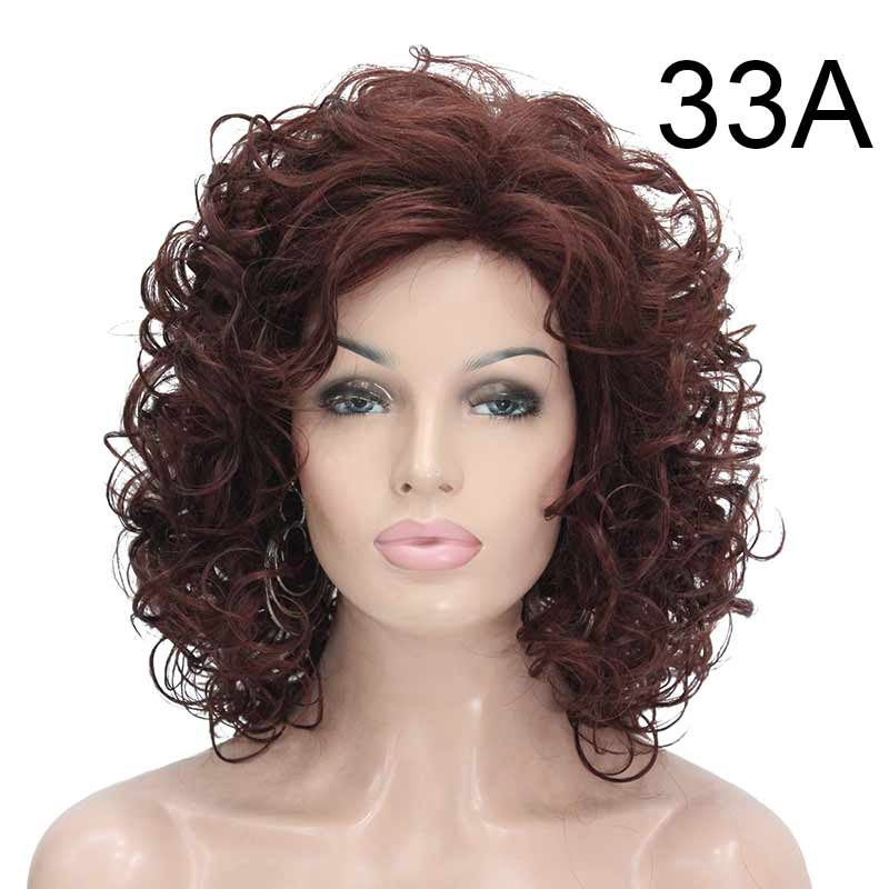 StrongBeauty-Peluca de cabello Natural para mujer, Pelo Rizado medio, negro/marrón oscuro, sintético, completo: 33A