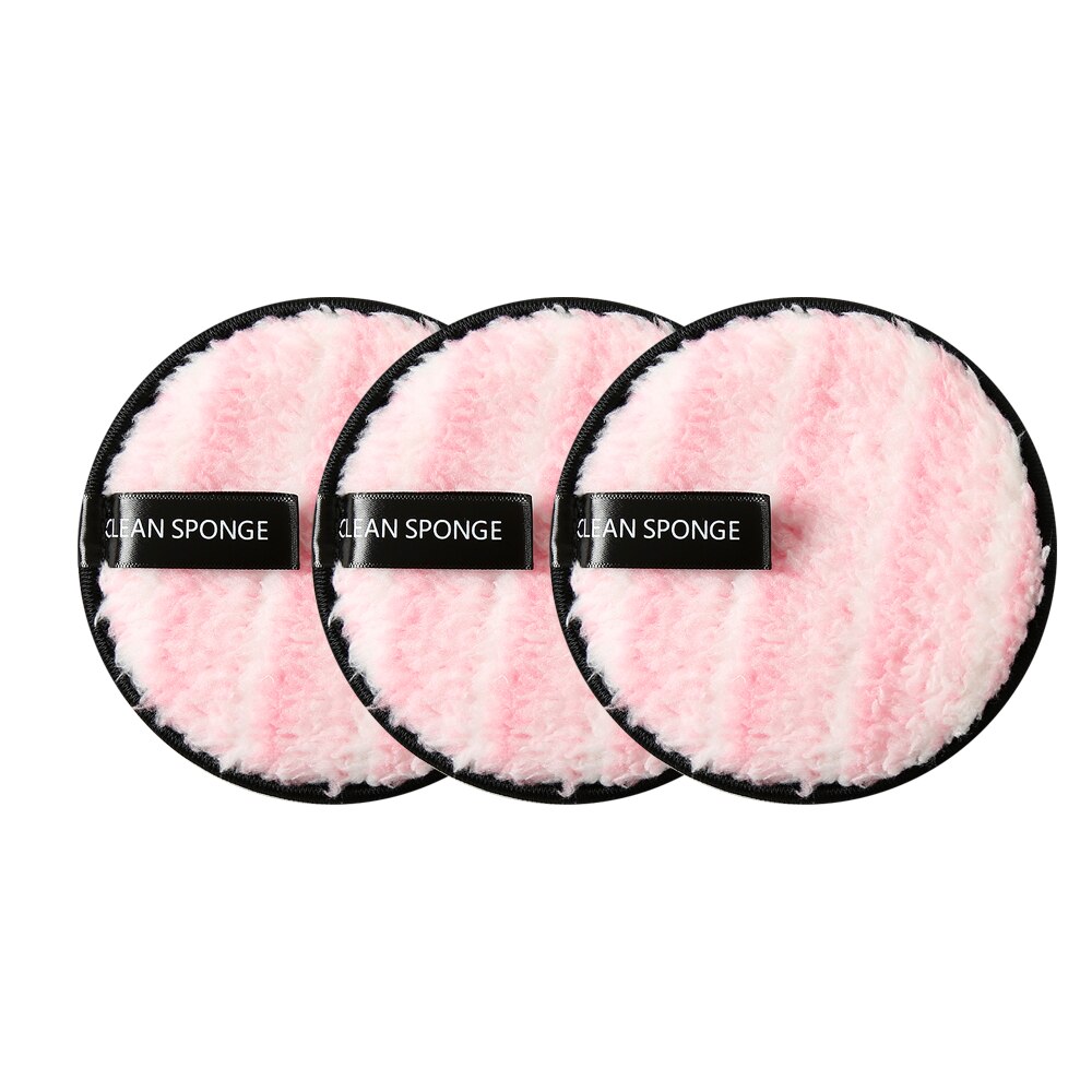 4Pcs Microfiber Cloth Pads Facial Makeup Remover Puff Face Cleansing Towel Reusable Cotton Double Layer Nail Art Cleaning Wipe: 3pcs-pink