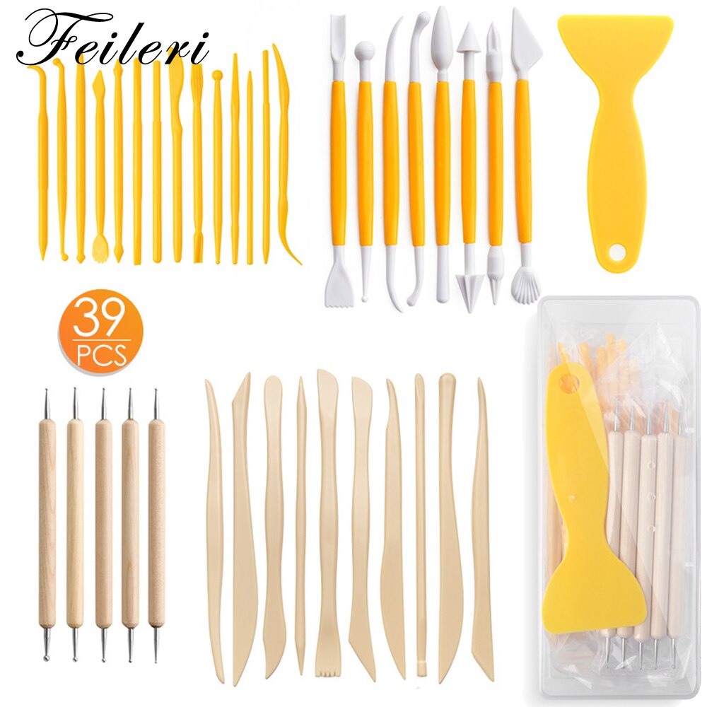 39pcs Polymer Clay Tools Set Smoothing Wax Carved Tool DIY Clay Sculpting Kit for Ceramic Shapers Modeling Pottery Carving
