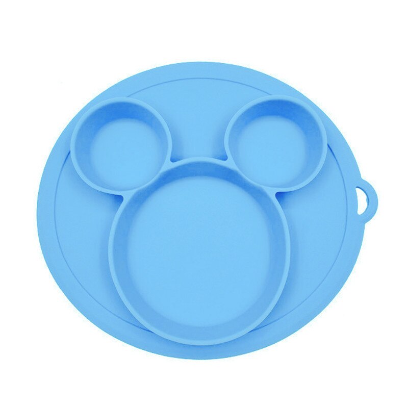 Plate for Kids with Silicone Baby Bowl Suction BPA Free Feeding Baby Tableware Children Dining Dishes: Blue