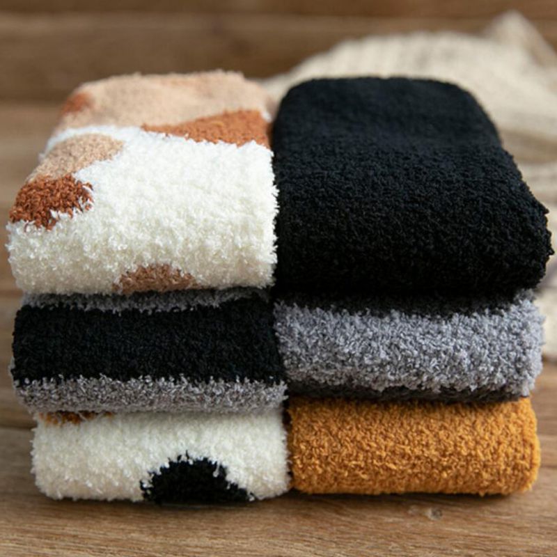 Fluffy Warm Sock Animal Claws Coral Velvet Socks Winter Kawaii Thick Socks Striped Cartoon Women Short Cute Sock Cat Winter