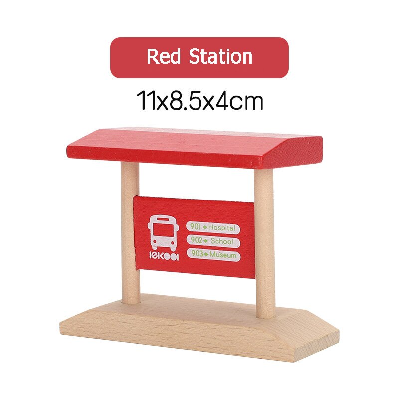 Wooden Train Tracks Scene Accessories Wooden Double Platform Gas Station Airplane Airport Educational DIY Toys For Children: No.11