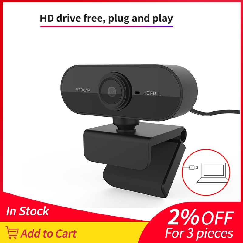 Webcam HD 1080P avec mise au point automatique, caméra pour ordinateur, haut de gamme, appel vidéo, Microphone intégré, pilote USB, Plug And Play