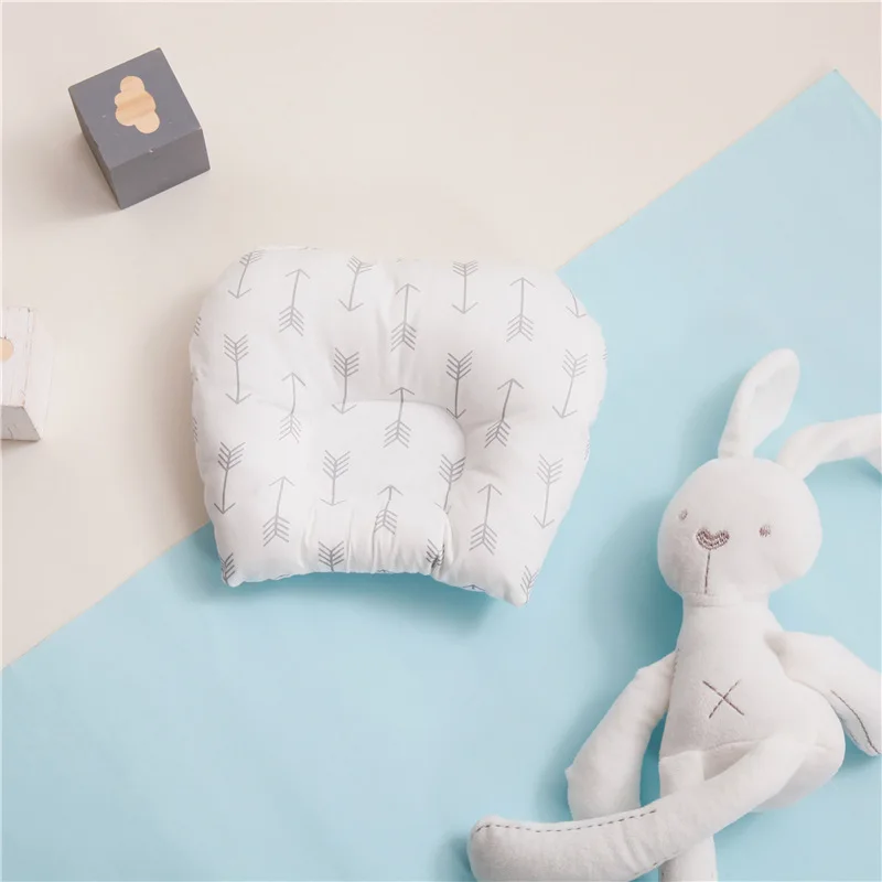 Baby Nursing Pillow Infant Newborn Sleep Support Concave Cartoon Pillow Printed Shaping Cushion Prevent Flat Head for 0-3 Year: green