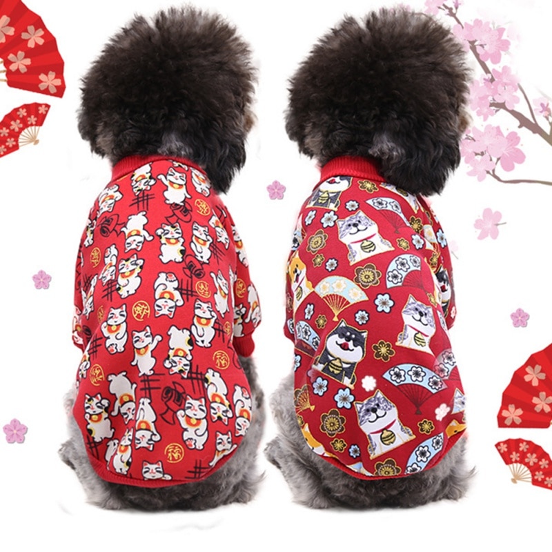 Soft Cartoons Print Dog Clothes Puppy Autumn Winte... – Vicedeal