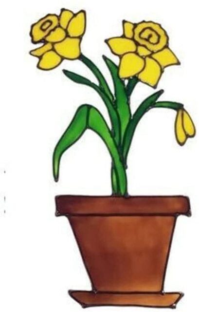 Lilies Tulips Daffodils Flower Pot Window Clings Spring Decorations Adhesive Window Stickers Glass Door Sticker Decal Home Decor: C