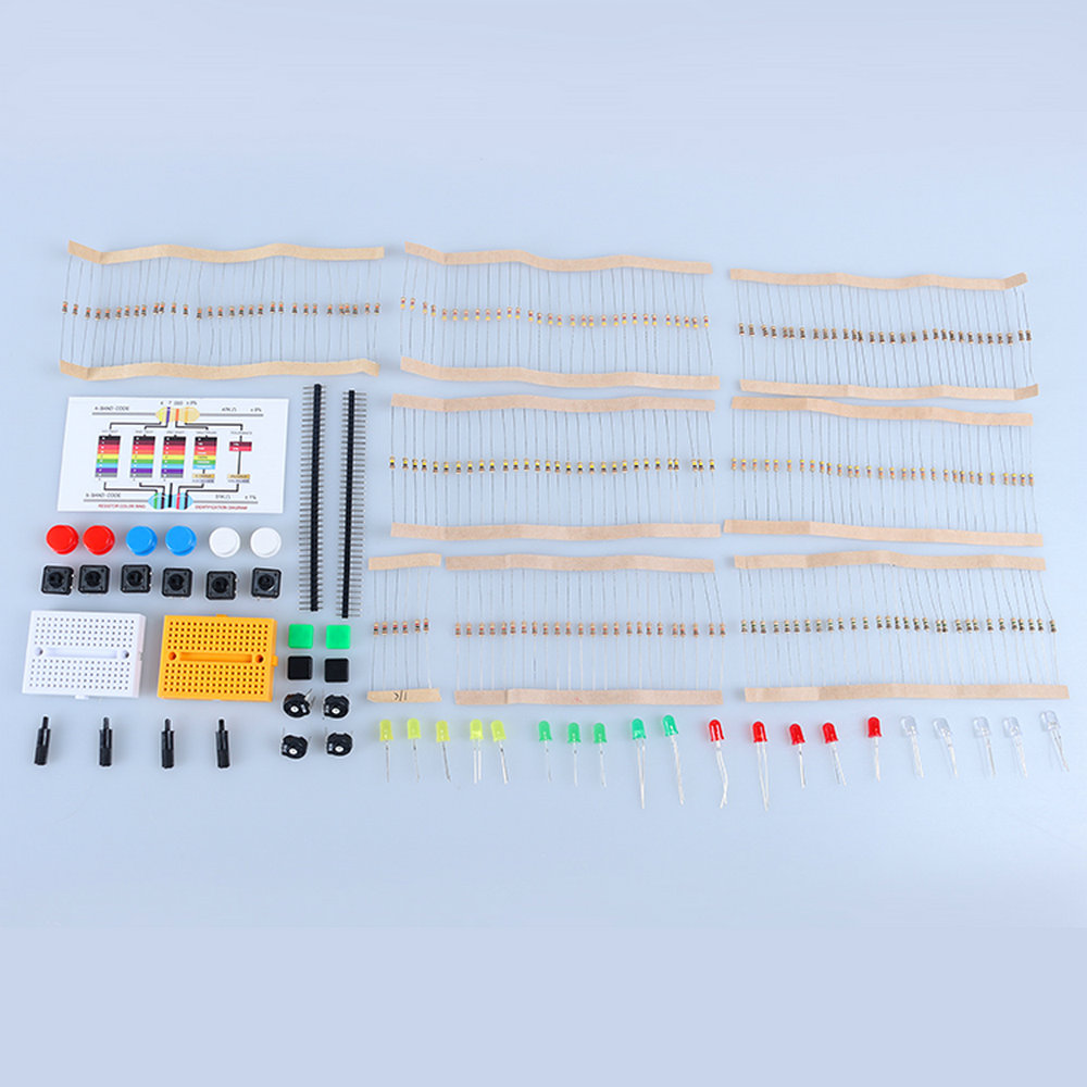 Electronics Components Basic Starter Kit for Arduino breadboard with LED Buzzer Capacitor Resistor +Plastic box