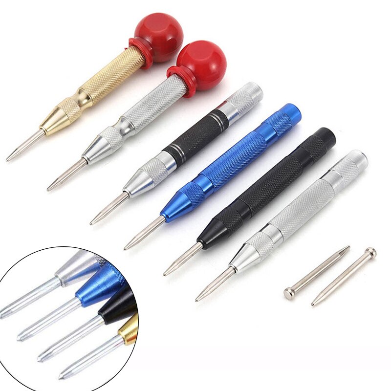 Automatic Center Pin Punch Spring Loaded Marking Starting Holes Tool Wood Press Dent Marker Woodwork Tool Drill Bit Tools Gadget