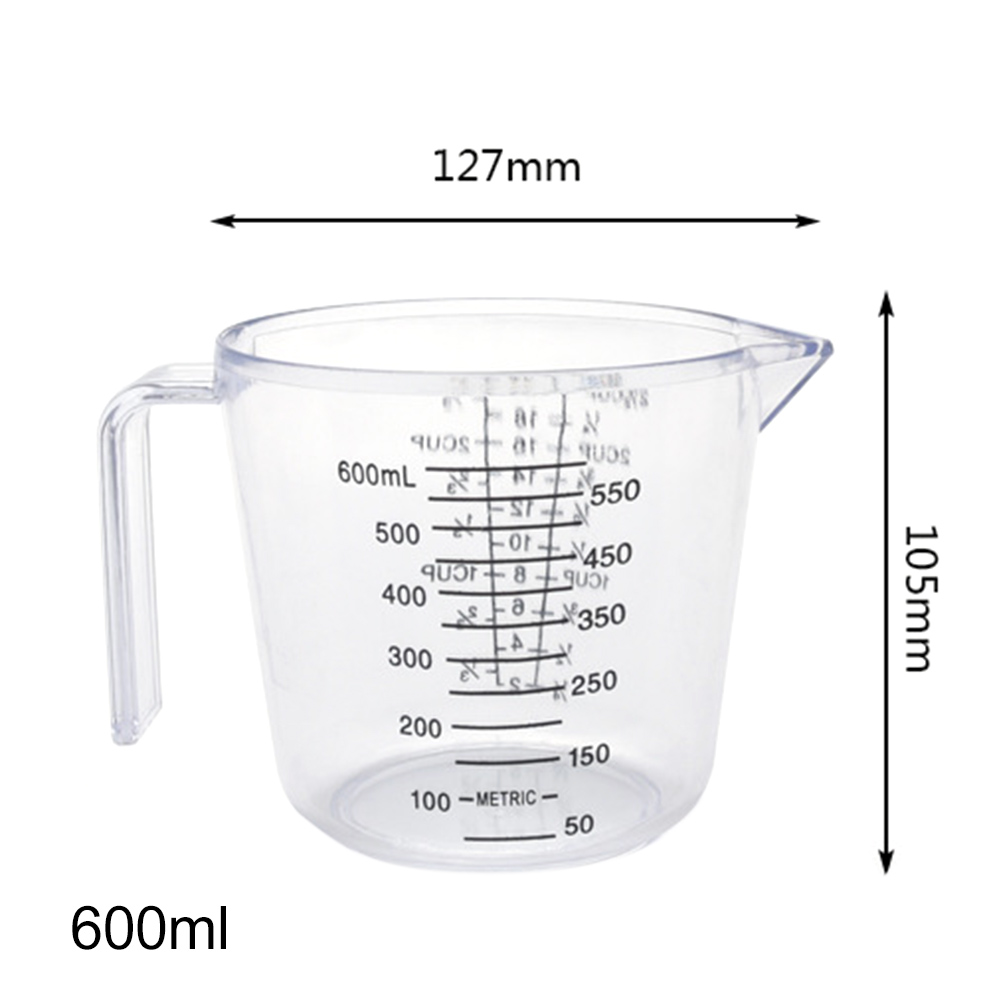 Taza medidora con mango para medir líquidos, vaso medidor con vaso, herramienta de medición de taza para hornear, contenedor de jarra, 150/300/600ml