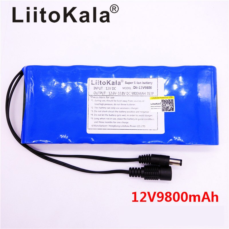 Paquete de batería recargable 12V, 2200mah, 3000mAh, 6800mah, 10Ah, 9800 li-lon, DC 12V: 12.6V 9800mah