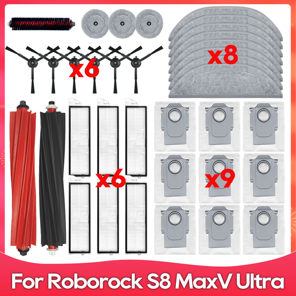 Geschikt Voor ( Roborock S8 MaxV Ultra ) Reserveonderdelen voor Robotstofzuiger Hoofdzijborstels Dweildoeken Hepa-filters Stofzakken Accessoires: YELLOW