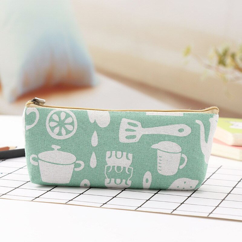 Vierkante katoenen en linnen etui met flamingoprint, rits, eenvoudige studentenstudie, schrijfwarentas, portemonnee: A