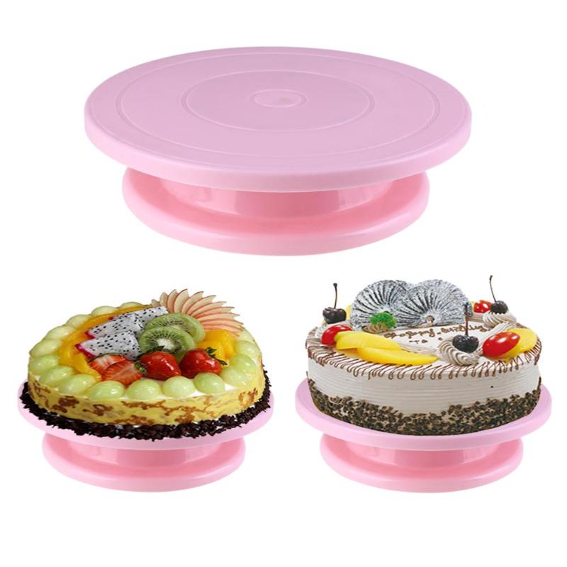 Plastic Tafel Revolving Cake Stand Mini Spinning Anti-skid Taart Plaat Taart Decoreren Roterende Keuken DIY Pan Bakken Tool