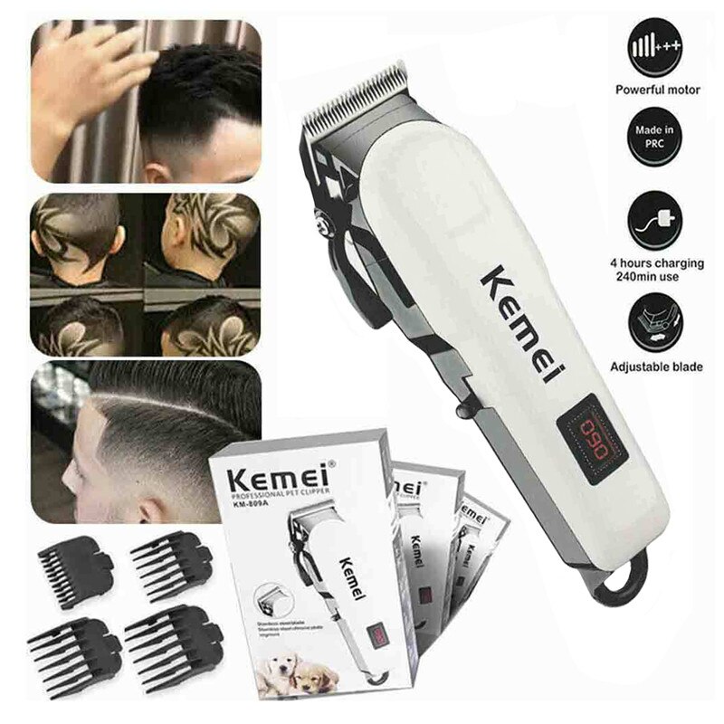 Kemei KM-809A Multi-function Hair Trimmer Rechargeable Sharp Hair Clipper Waterproof Washable Man Cordless Hair Clipper
