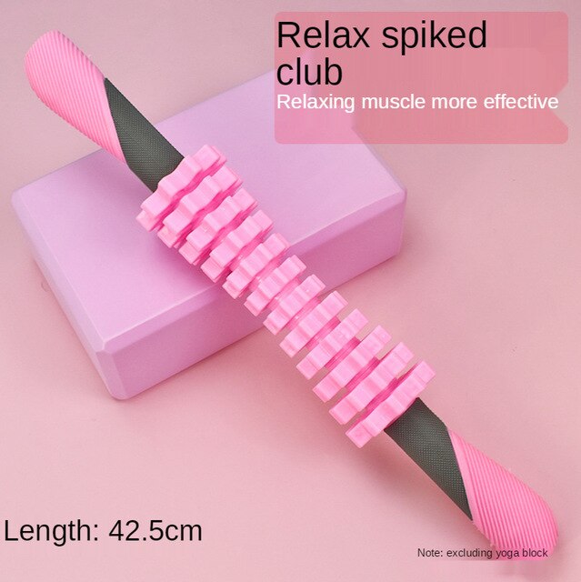 Yoga massage stick roller muscle relaxation shaft spiked club massage roller rolling leg stick fitness stick fascia Rod: 12 Pink