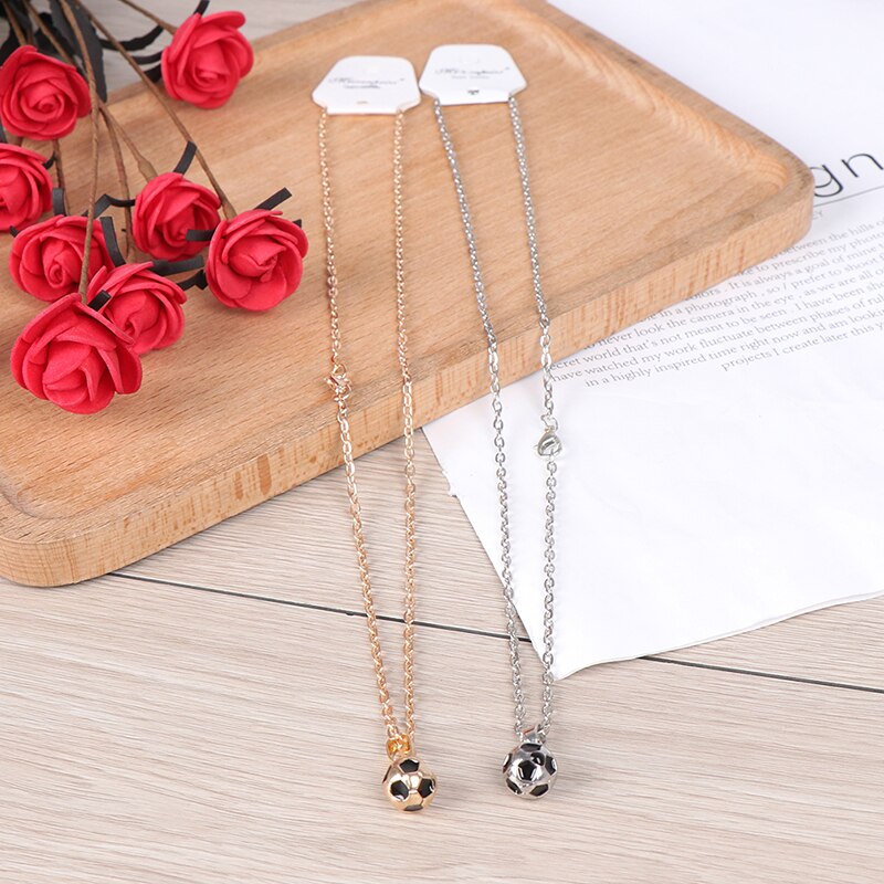 Manligt sporthalsband fotboll hänge halsband rostfritt stål kedja fotboll boll halsband smycken