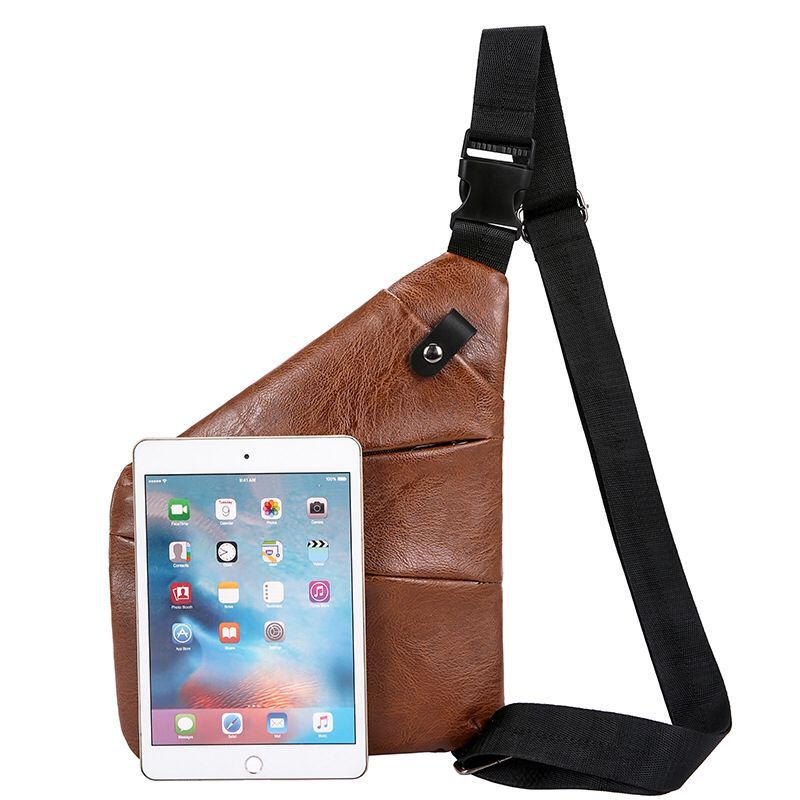 Bandolera de hombro Personal de cuero sintético para hombre, bolsa de almacenamiento Digital, antirrobo, con bolsillos