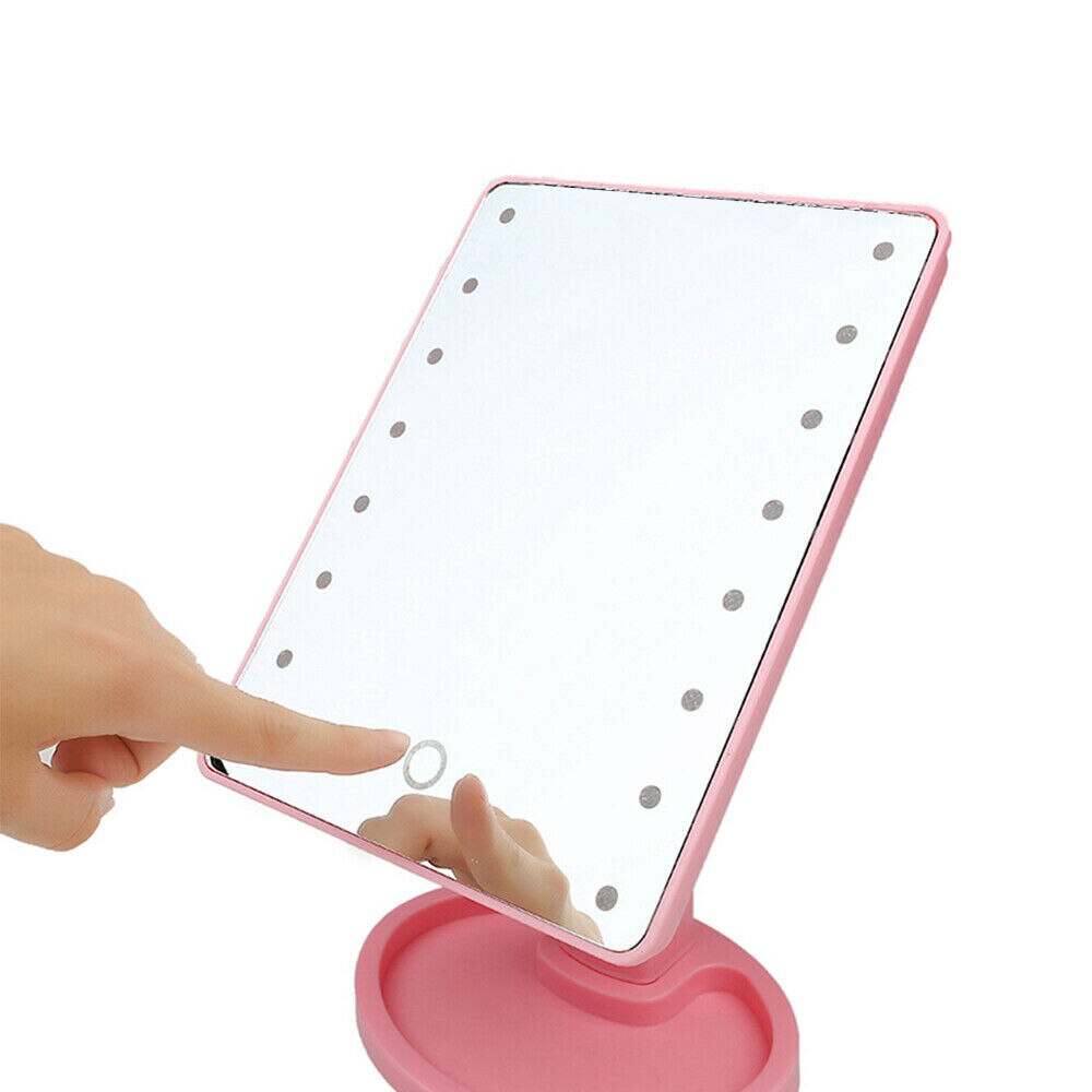LED Makeup Mirror Touch Screen Mirror with 22 LED Lights Bright Adjustable Make Up Mirrors Operated Stand for Tabletop Bathroom