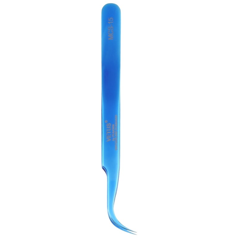 Vetus MCS-15 Bright Blue Curved Tweezers