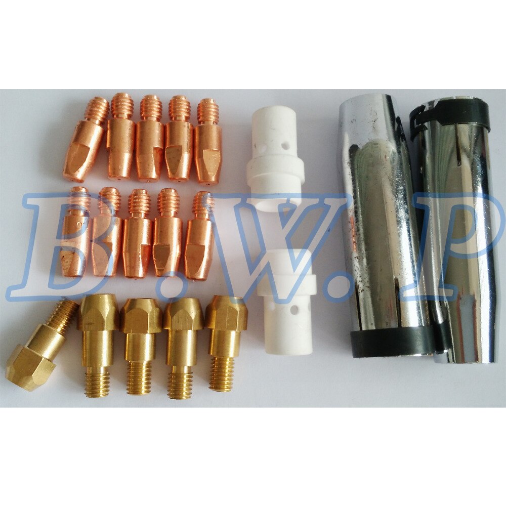 M8*30*1.0 Contact Tips Holders Nozzles Gas Diffusers For MB 36KD Binzel MIG Welding Torch, 19pcs
