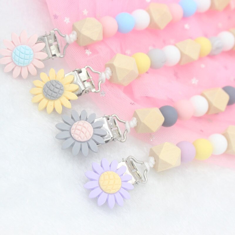 1 Pcs Leuke Pacifer Houder Bloem Patroon Baby Baby Pacifer Clip Keten Cartoon Kinderen Baby Pacifer Kralen Keten Levert