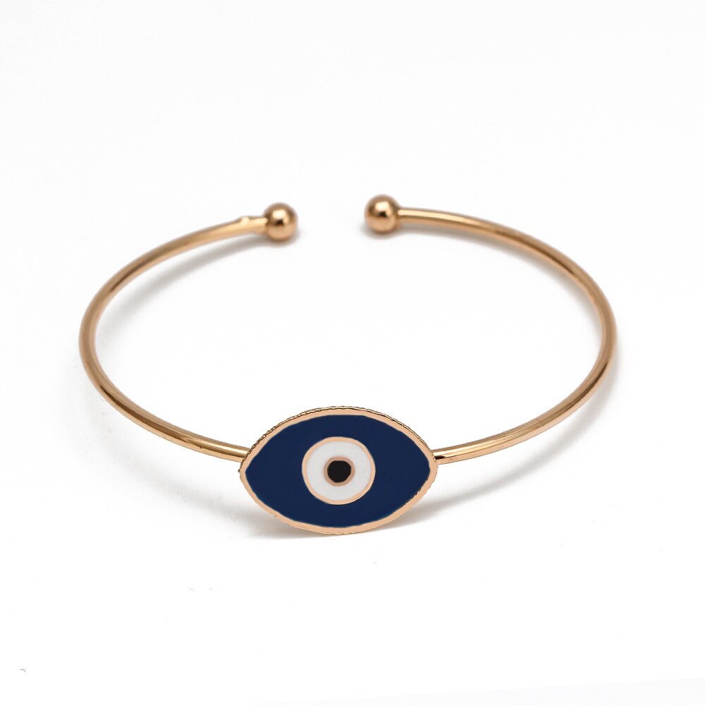 Lucky Eye wielokolorowy turecki Evil Eye bransoletka złoty kolor otwarta bransoletka Bangle regulowany dla kobiet biżuteria dziewczęca BE115: 25