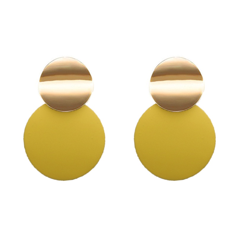 Trendy Zwarte Ronde Metalen Oorbel Voor Vrouwen Goud Glanzend Glad Lange Oorbellen Statement Sieraden Pendientes Bijoux