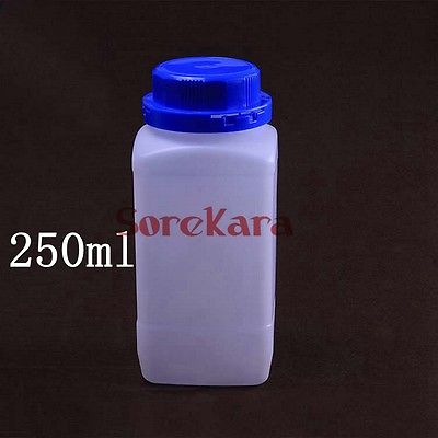 5 x 250ml White plastic Bottle Reagent Bottle Sample Vials Plastic Lid Blue Screw Cap Screw On Cover