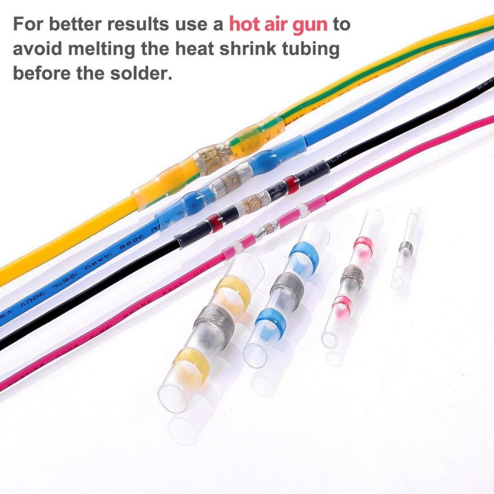 50pcs heat-shrink tubing connectors Electrical Wire Terminals Insulated Butt Splices Waterproof Solder Seal Sleeve