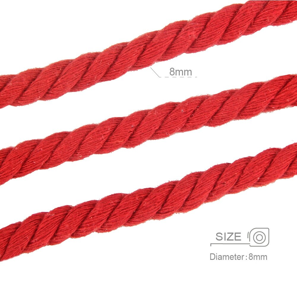 8mm Baumwolle Seil 10 Meter 3 Aktien Twisted-Cords Für Home Textil Handwerk Dekoration Tasche Kordelzug Gürtel DIY Lanyard gewinde Schnur