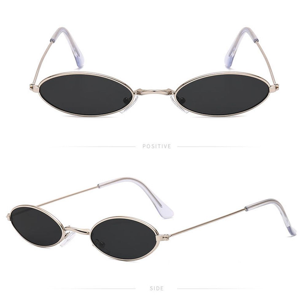 Gafas de sol ovaladas con montura pequeña para hombre y mujer, lentes clásicas de estilo Retro, de Color metálico, a la