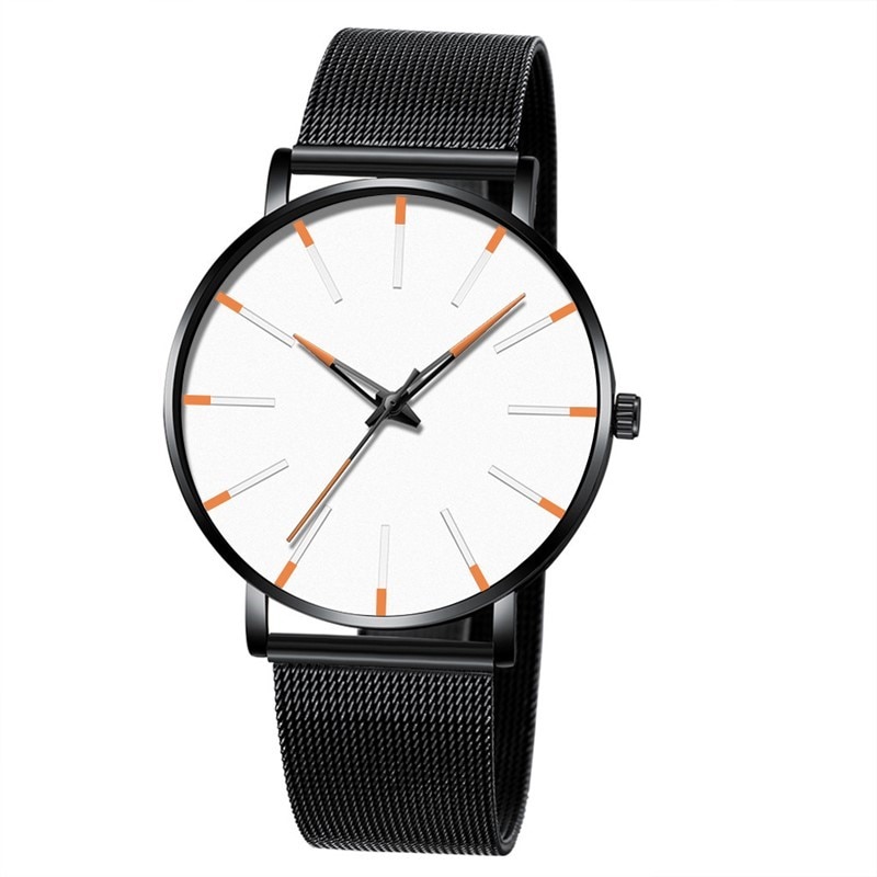 Watch Men Watch Ultra-Thin Watches Quartz Stainless Steel Band Simple Wrist Watch Male Clock: F