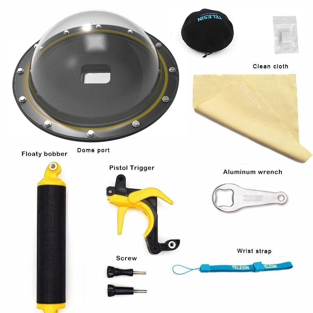 TELESIN 30M dôme Port boîtier étanche pour GoPro Hero 5 Hero 6 Hero 7 avec poignée de déclenchement dôme couverture sphère accessoires