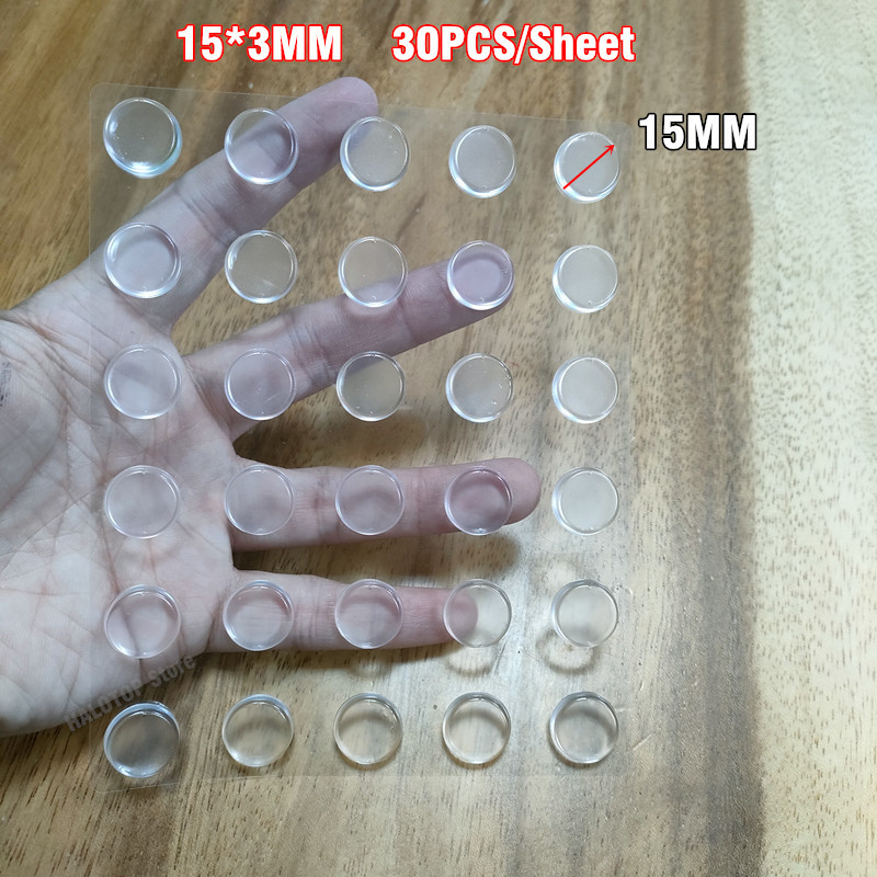 30/20/6 pçs protetor de parede de silicone macio transparente auto-adesivo maçaneta da porta pára-choques plugue protetor antiderrapante portas redondas parar silenciador: Prateado