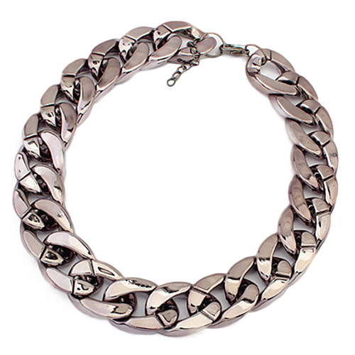 Women Europe American Stylish Jewelry Shiny Chain Thick Choker Necklace Simple Bib Pendant for Friends: Black