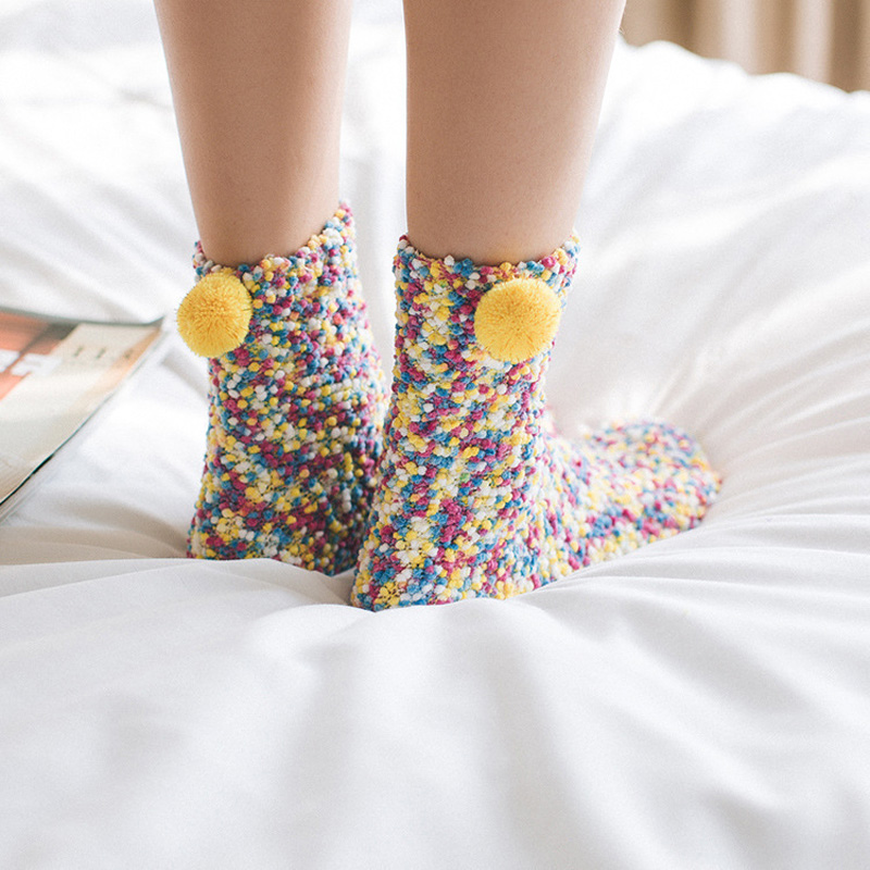 Mujeres invierno espesar de Térmica calcetines cachemir coral terciopelo interior de piso suave calcetines de pastel Calcetines