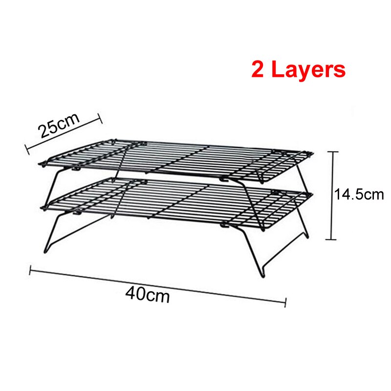 Grille métallique en acier inoxydable, plateau de refroidissement, support pour gâteaux, four, cuisine, cuisson de Pizza, pain, Barbecue, biscuits, étagère: 2 layers