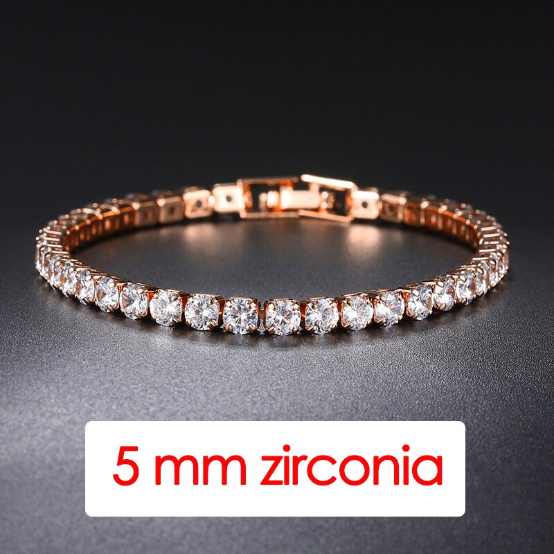 Dames tennisarmband hiphop trendy aaa+ kubieke zirkonia zilverkleurig tiener meisje kristallen ketting aan de hand bruiloft sieraden  h086: 18cm / Goudkleurig
