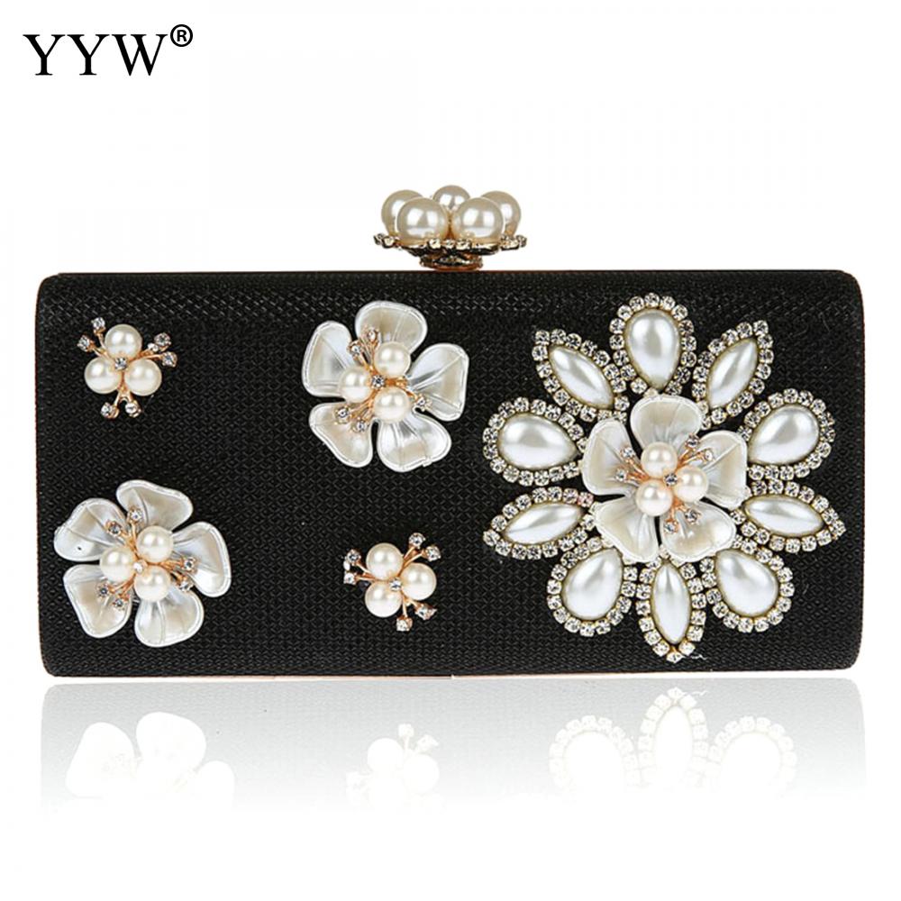 Mode Vrouwen Koppeling Zakken Met Strass Parel Trendy Wedding Bolsa Feminina Zinklegering Bloemen Mini Dag Koppelingen Luxe Tassen