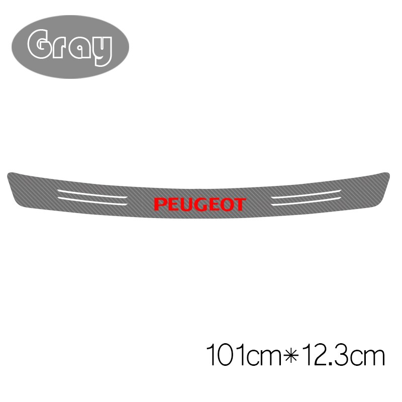 1 pièces Auto style Protection pare-chocs arrière en Fiber de carbone autocollant pour Peugeot 307 peugeot 206 308 207 406 407 408 accessoires: 101CMx12.3CM gray